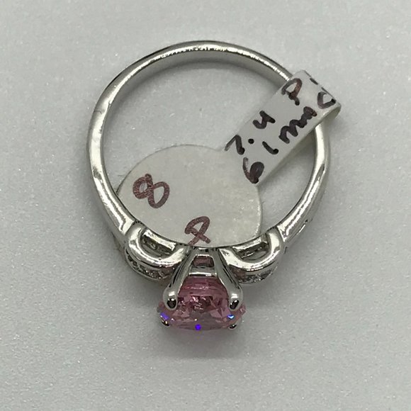 Silver Plated Pink Ice Ring, Size 8 - Picture 4 of 5
